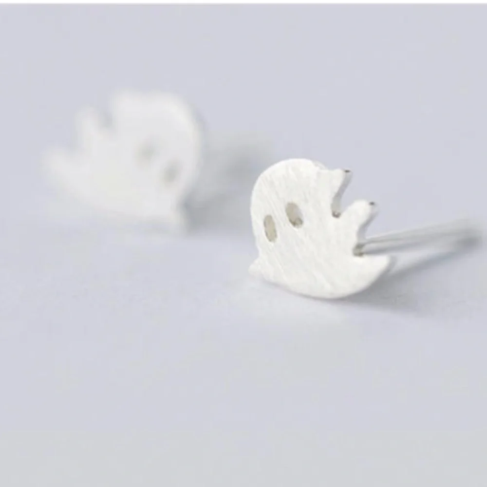 NWT 925 Sterling Silver Ghost Pierced Earrings with Rubber Backs!